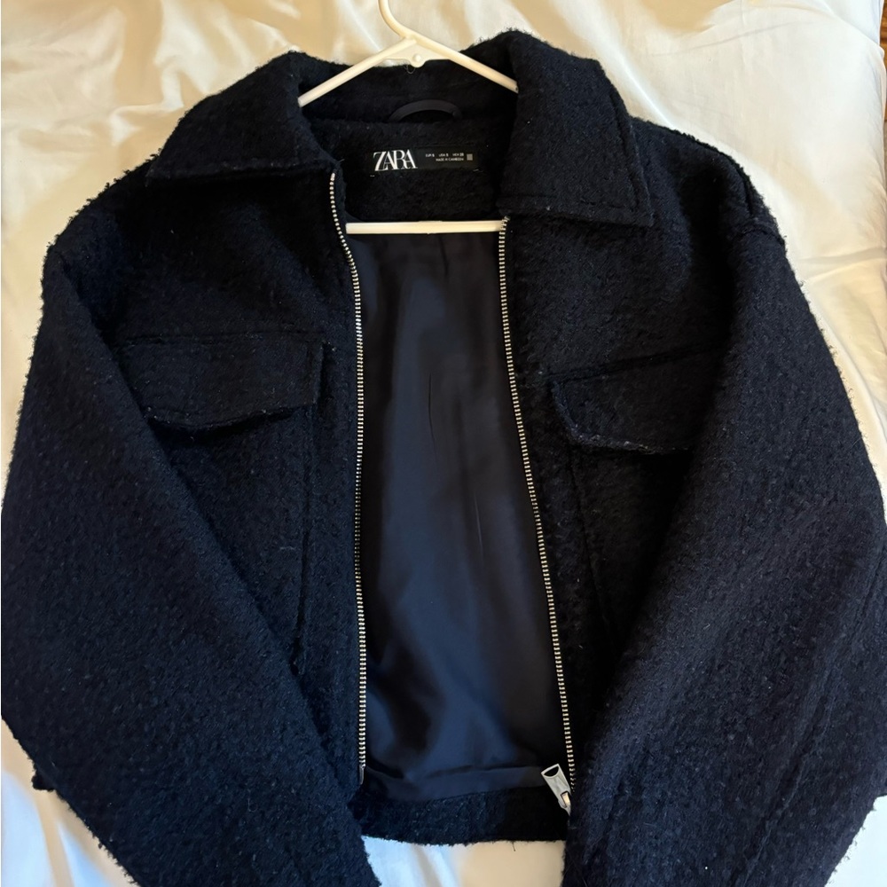 navy boucle jacket